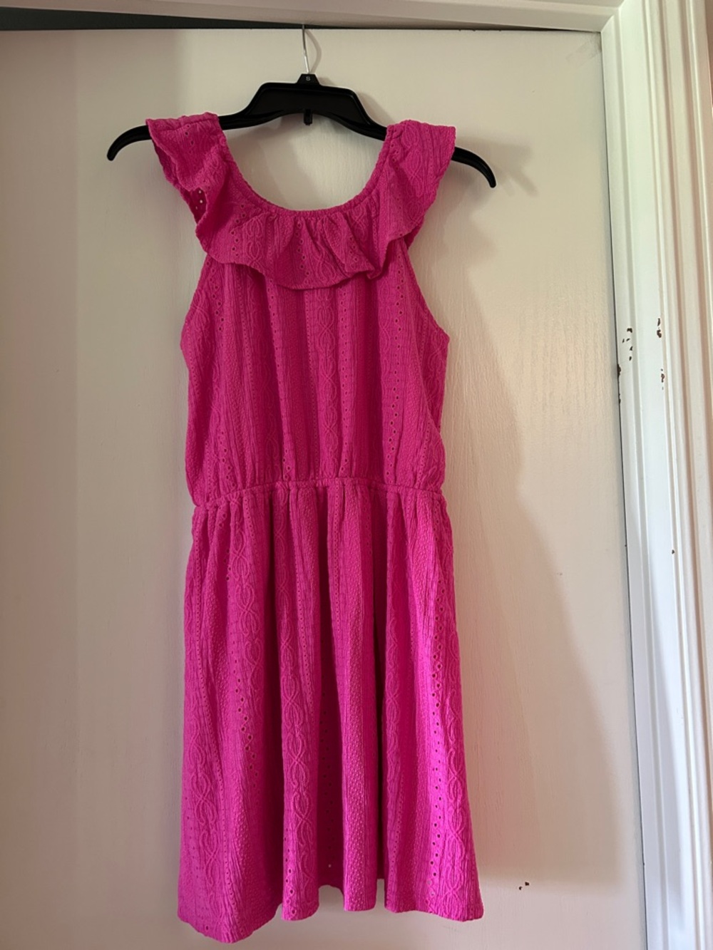 Children’s Place Girls' Bright Pink Ruffle Eyelet Summer Dress